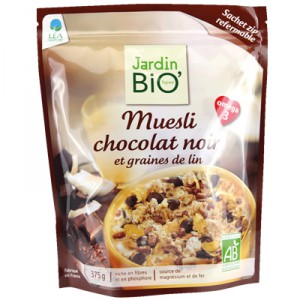 JardinBio Muesli with Dark Chocolate and Flax Seeds 375g