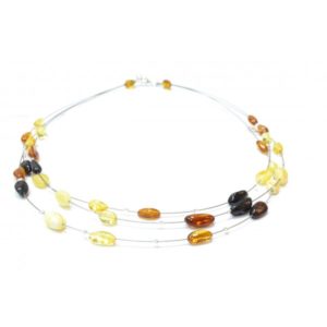 Three Rows Amber Necklace for Adults ~45cm